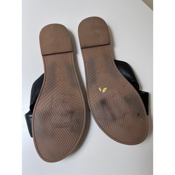BP Winnie-PU Black Crisscross Slide Sandals Womens 9.5 Flat Slip On Shoes - Picture 2 of 3